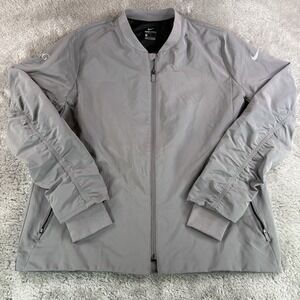 Nike Shield Jacket Womens Large Full Zip Gray Windbreaker Ruffled Athletic